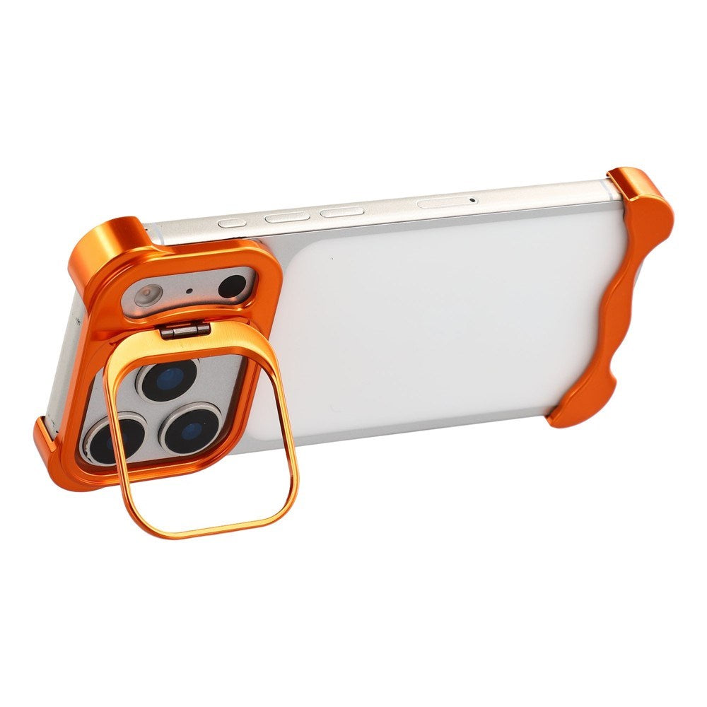 iPhone 17 Pro Todelt Metall Bumper Deksel m. Støttefunksjon & Linsebeskytter - Oransje