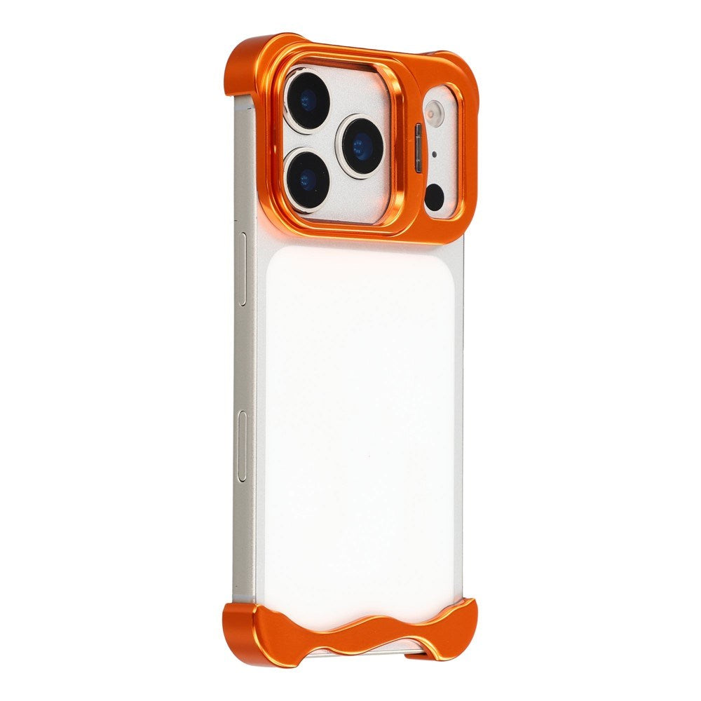 iPhone 17 Pro Todelt Metall Bumper Deksel m. Støttefunksjon & Linsebeskytter - Oransje