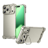 iPhone 17 Pro Todelt Metall Bumper Deksel m. Støttefunksjon & Linsebeskytter - Titanium
