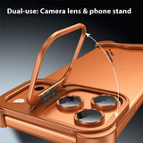 iPhone 17 Pro Todelt Metall Bumper Deksel m. Støttefunksjon & Linsebeskytter - Titanium
