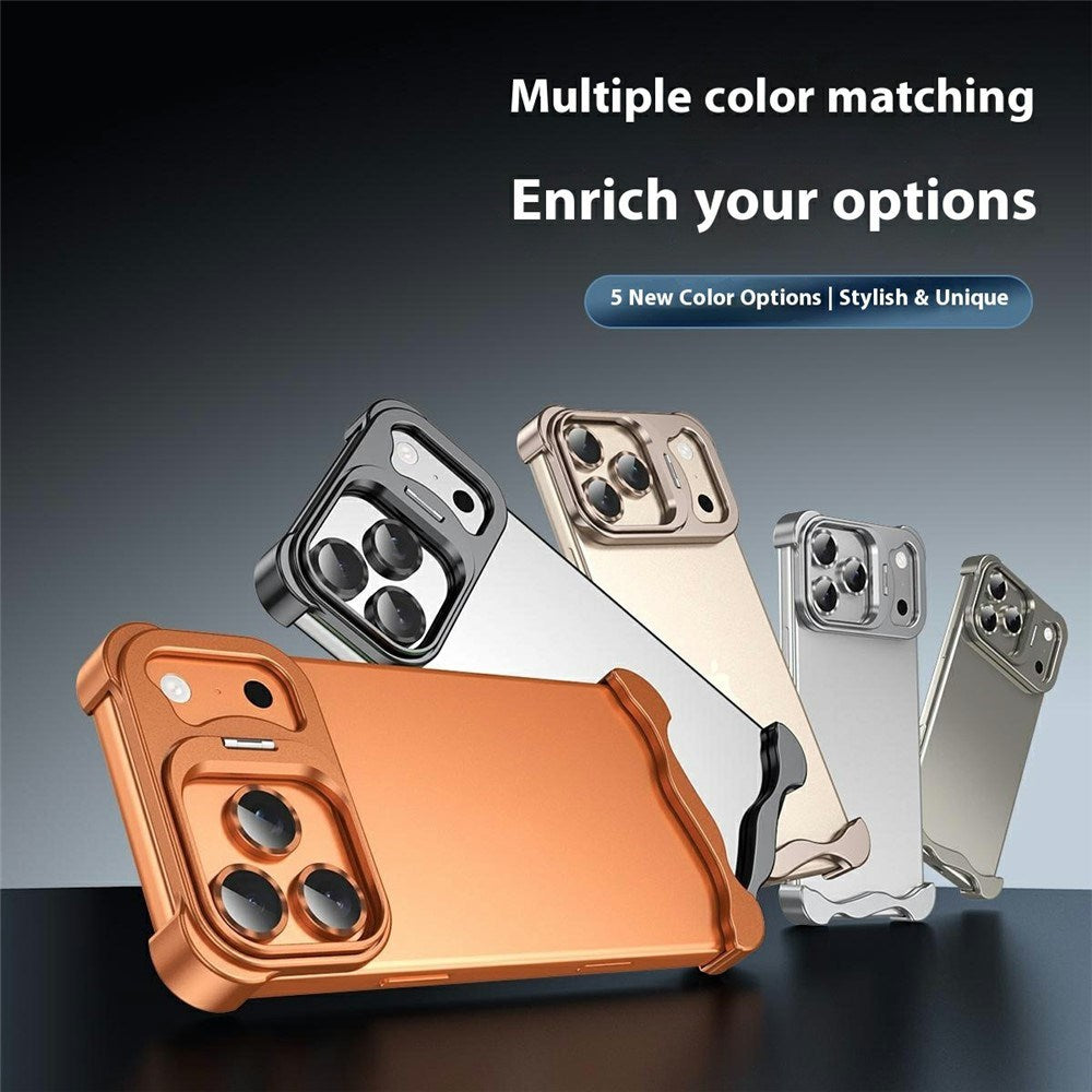 iPhone 17 Pro Todelt Metall Bumper Deksel m. Støttefunksjon & Linsebeskytter - Titanium