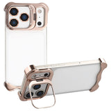 iPhone 17 Pro Todelt Metall Bumper Deksel m. Støttefunksjon & Linsebeskytter - Gull