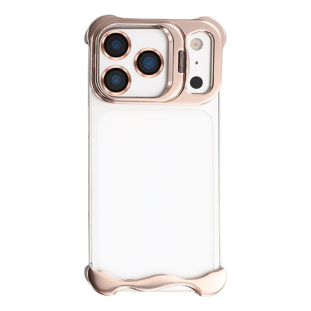 iPhone 17 Pro Todelt Metall Bumper Deksel m. Støttefunksjon & Linsebeskytter - Gull