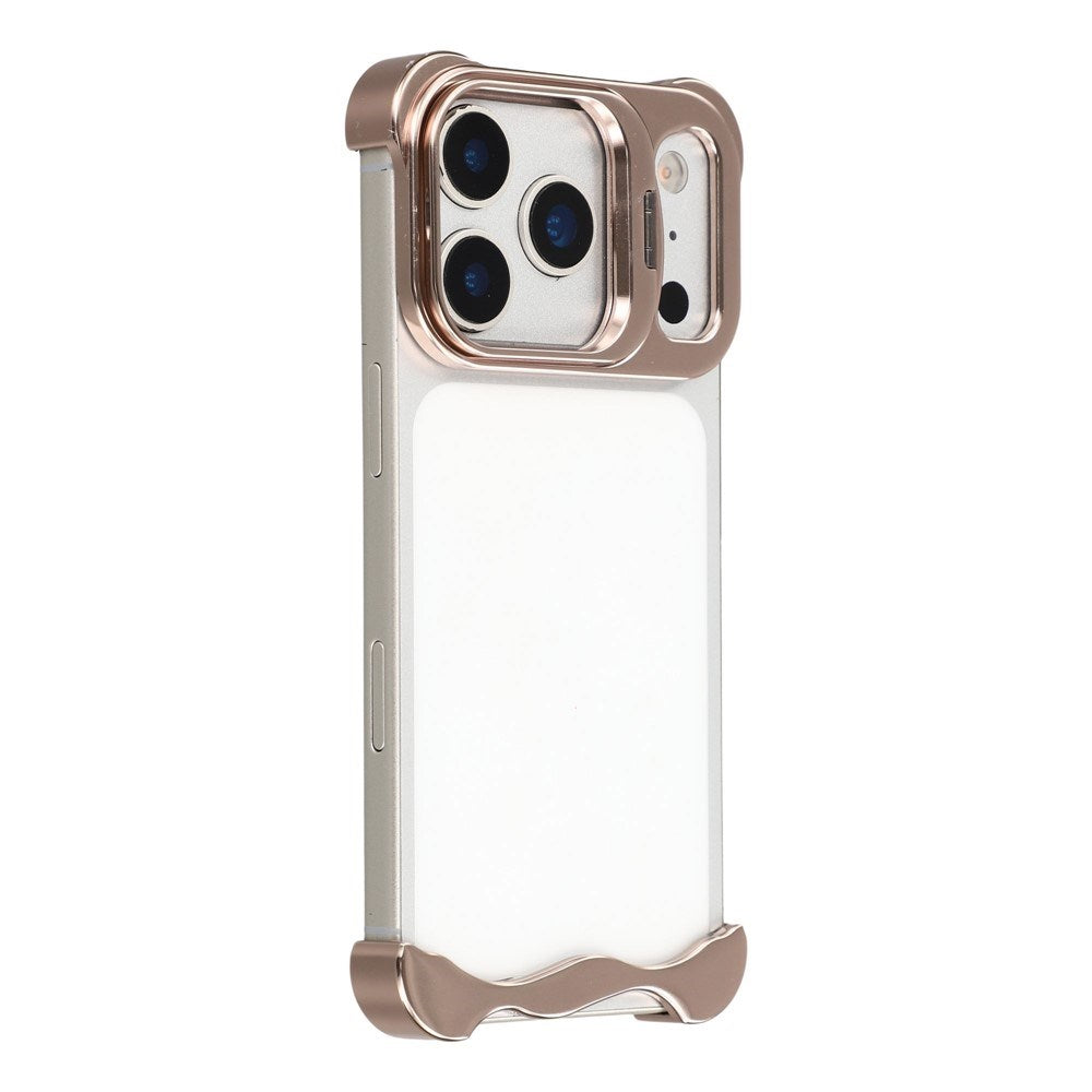 iPhone 17 Pro Todelt Metall Bumper Deksel m. Støttefunksjon & Linsebeskytter - Gull
