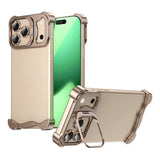 iPhone 17 Pro Todelt Metall Bumper Deksel m. Støttefunksjon & Linsebeskytter - Gull