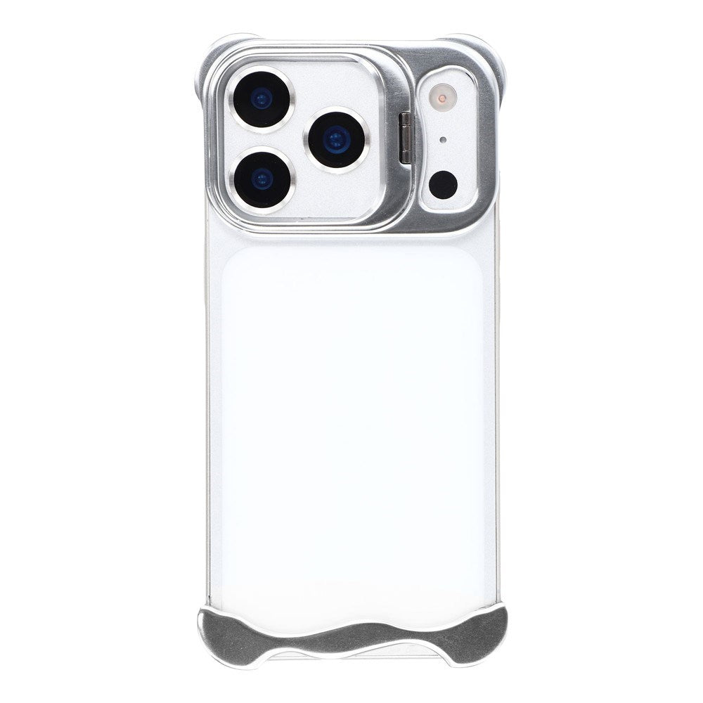 iPhone 17 Pro Todelt Metall Bumper Deksel m. Støttefunksjon & Linsebeskytter - Sølv