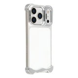 iPhone 17 Pro Todelt Metall Bumper Deksel m. Støttefunksjon & Linsebeskytter - Sølv