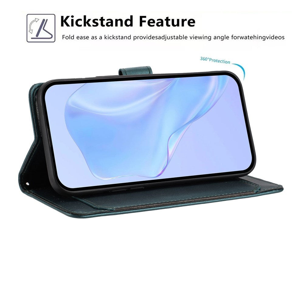 Motorola Moto G86 Power EIDERWOOD Kunstskinn Deksel med Stropp & Kortholder – Grønn