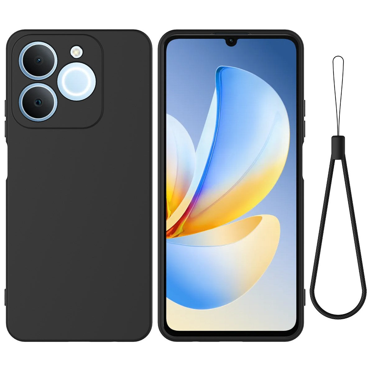 Realme Note 70T EIDERWOOD Fôret Silikon Deksel m. Stropp - Svart