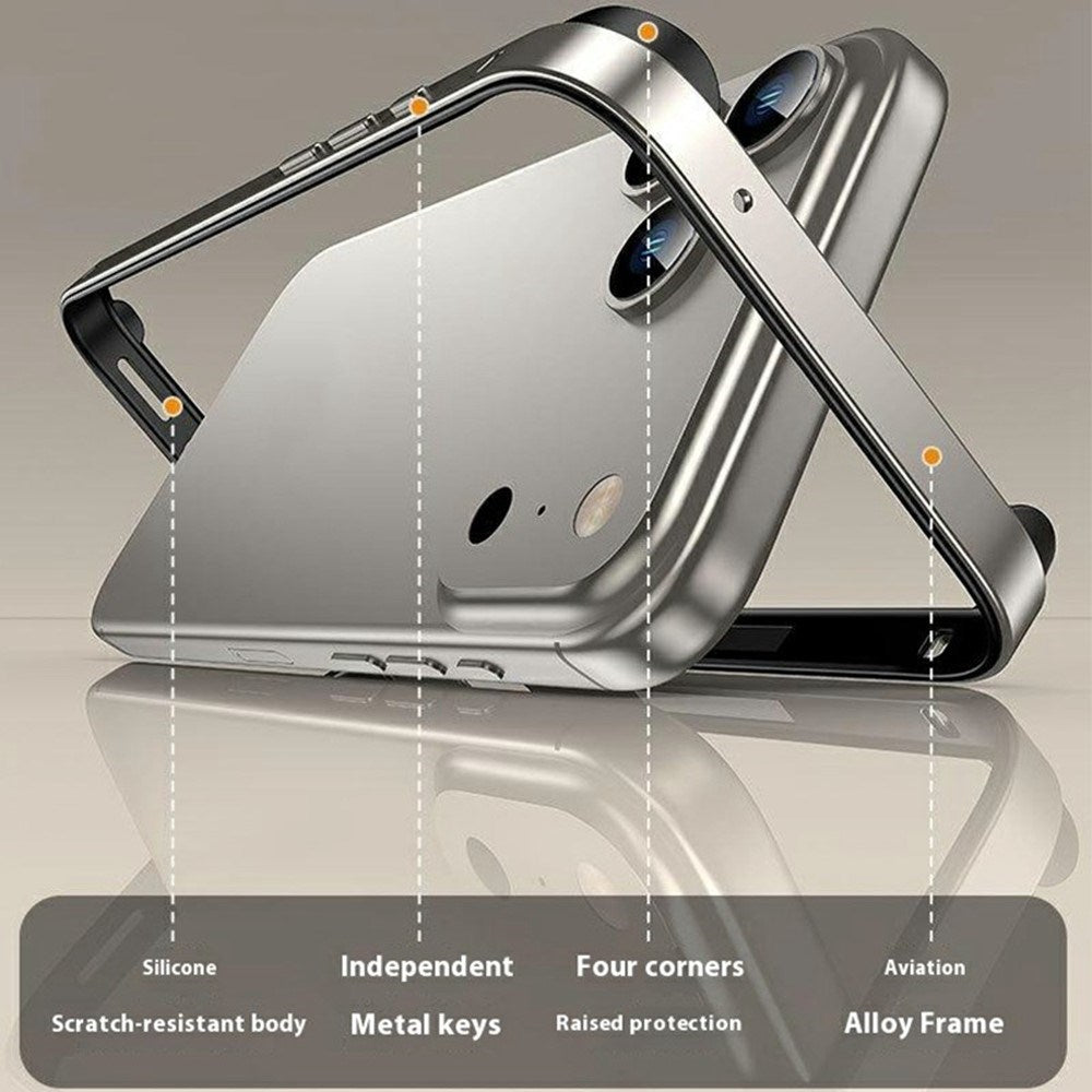 iPhone 17 Pro EIDERWOOD Metal Bumper Deksel m. Forsterkede Silikon Hjørner - Mørkeblå