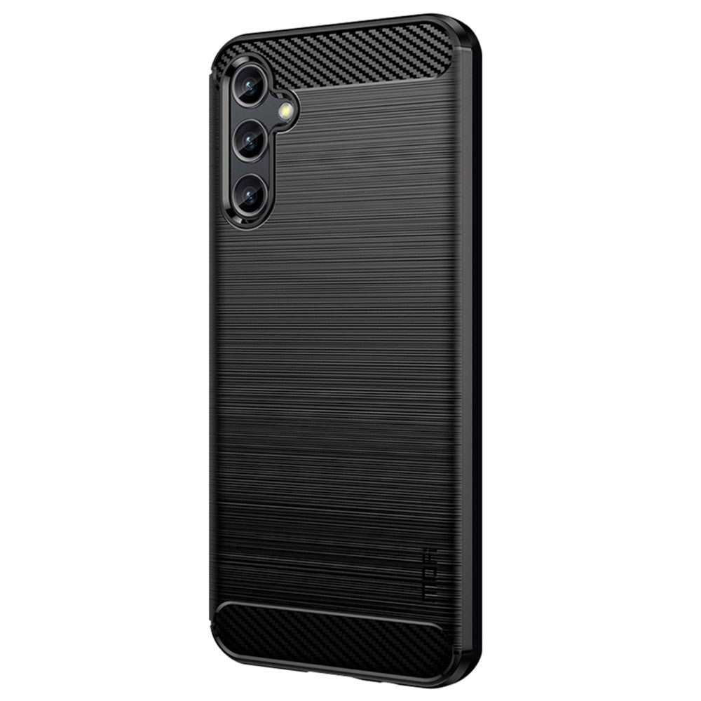 Samsung Galaxy A14 (5G) Mofi Brushed Carbon Fiber Fleksibelt Plast Deksel - Svart