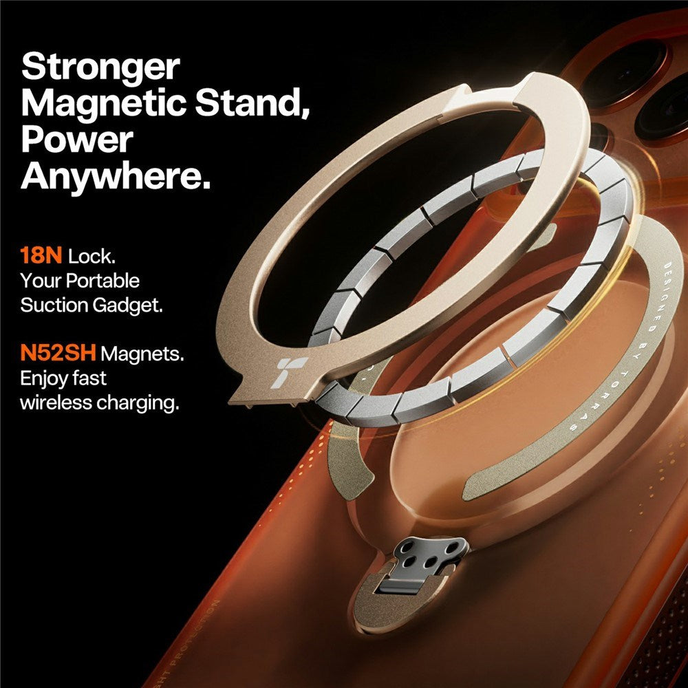 iPhone 17 Pro TORRAS Ostand Q3 Air Deksel m. Kickstand - MagSafe Kompatibel - Oransje