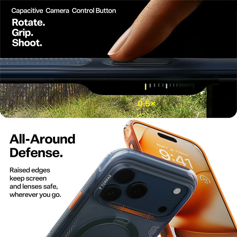 iPhone 17 Pro TORRAS Ostand Q3 Air Deksel m. Kickstand - MagSafe Kompatibel - Blå