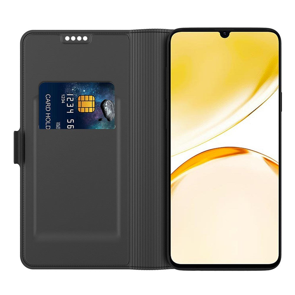 Realme Note 70T EIDERWOOD Kunstskinn Flip Deksel m. Korthållare & Stativfunksjon - Svart
