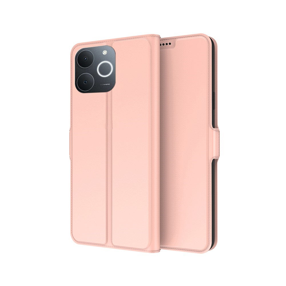 Realme Note 70T EIDERWOOD Kunstskinn Flip Deksel m. Korthållare & Stativfunksjon - Rosa