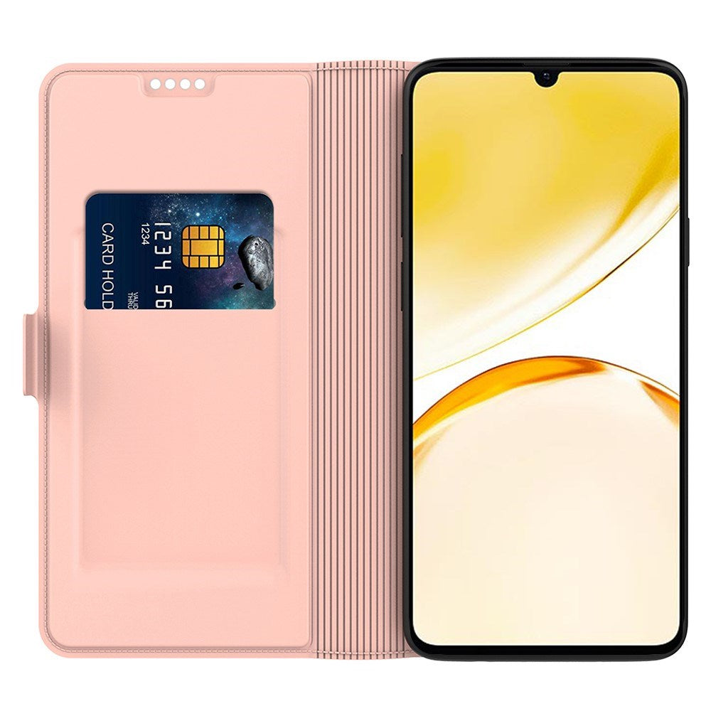Realme Note 70T EIDERWOOD Kunstskinn Flip Deksel m. Korthållare & Stativfunksjon - Rosa