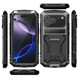iPhone 18 Pro / 17 Pro R-JUST Hybrid Robust Deksel m. Innebygd Skjermbeskyttelse & Kickstand - Svart