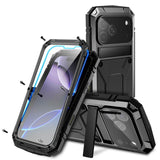 iPhone 18 Pro Max / 17 Pro Max R-JUST Hybrid Robust Deksel m. Innebygd Skjermbeskyttelse & Kickstand - Svart