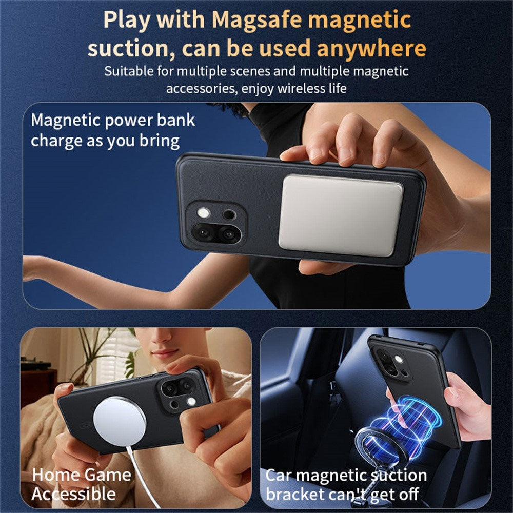 EIDERWOOD OnePlus 15 Hybrid Plast Deksel med Kunstskinn – MagSafe Kompatibel – Svart