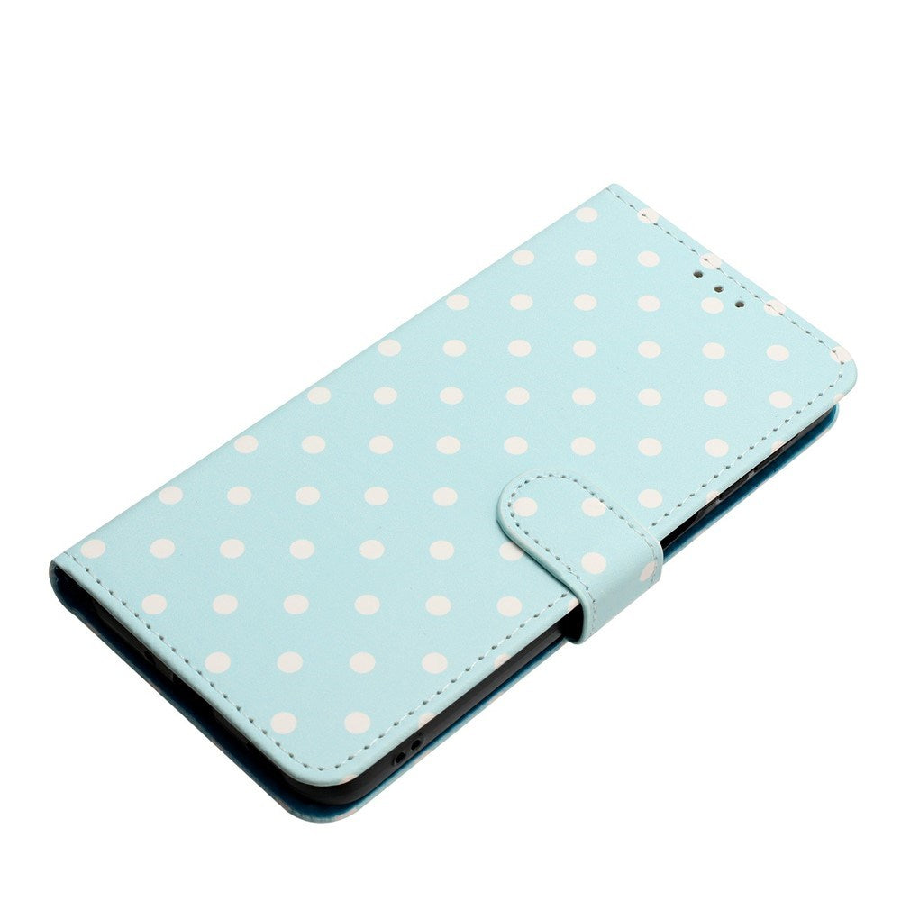 EIDERWOOD iPhone 17 Kunstskinn Flip Deksel m. Polka Design - Blå