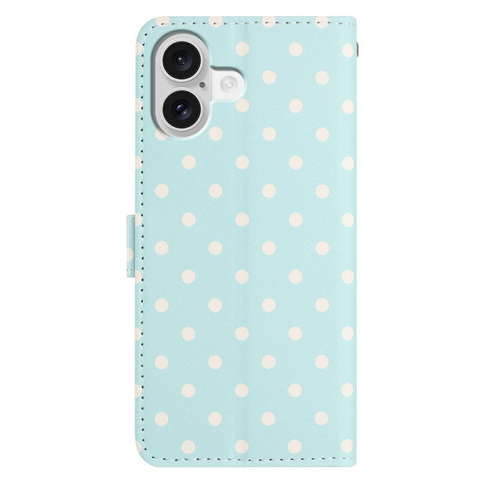 EIDERWOOD iPhone 17 Kunstskinn Flip Deksel m. Polka Design - Blå