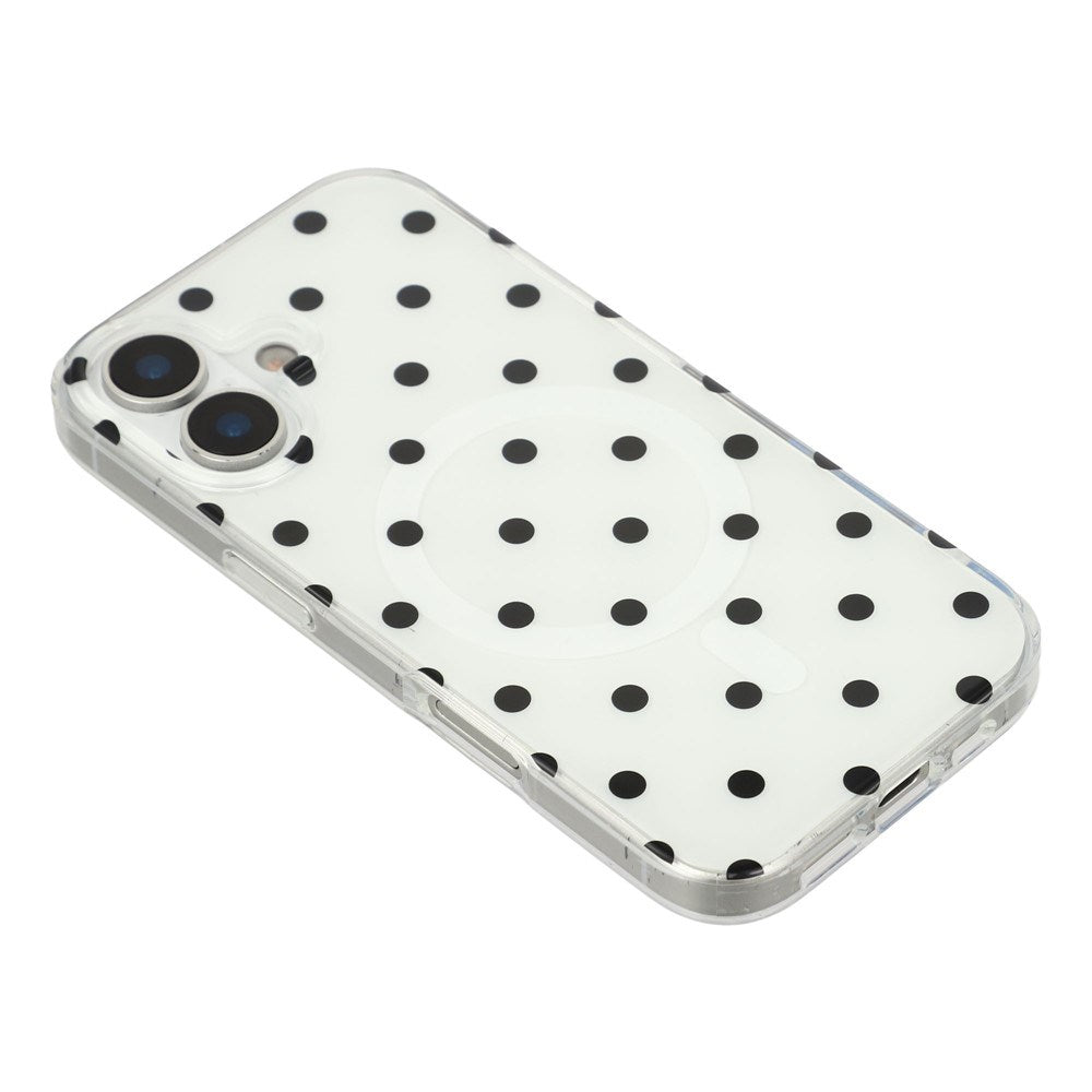 EIDERWOOD iPhone 17 Hybrid Deksel med Polka Design - MagSafe Kompatibel - Gjennomsiktig / Svart
