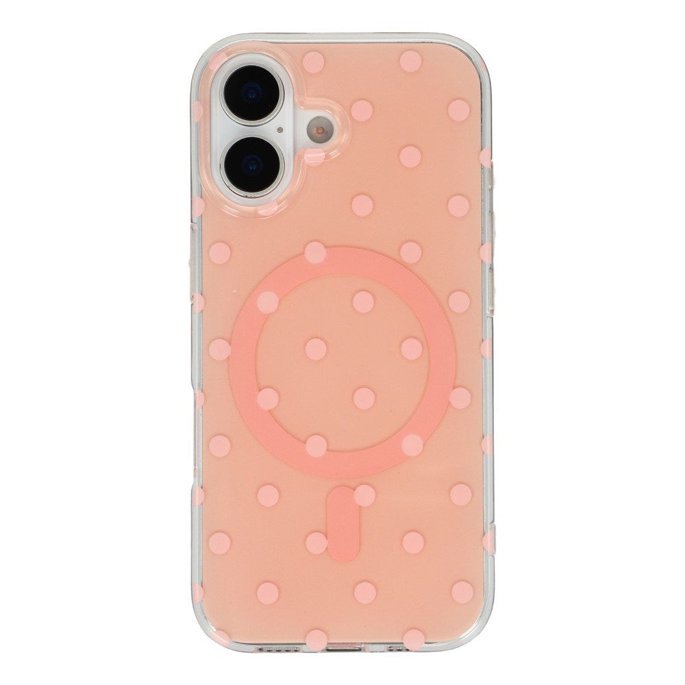 EIDERWOOD iPhone 17 Hybrid Deksel med Polka Design - MagSafe Kompatibel - Gjennomsiktig / Rosa