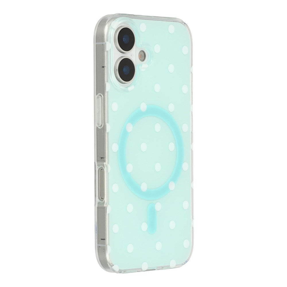 EIDERWOOD iPhone 17 Hybrid Deksel med Polka Design - MagSafe Kompatibel - Gjennomsiktig / Turkis
