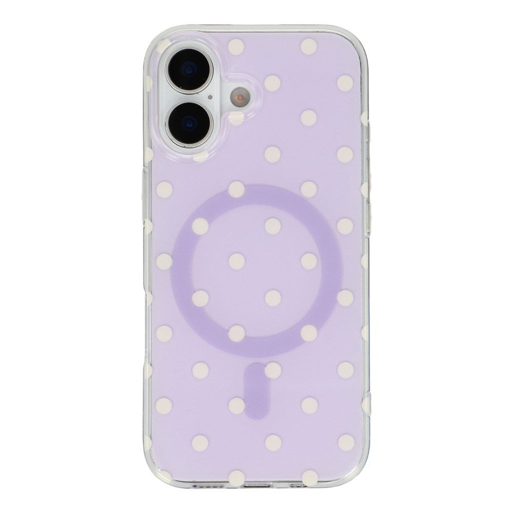 EIDERWOOD iPhone 17 Hybrid Deksel med Polka Design - MagSafe Kompatibel - Gjennomsiktig / Lilla