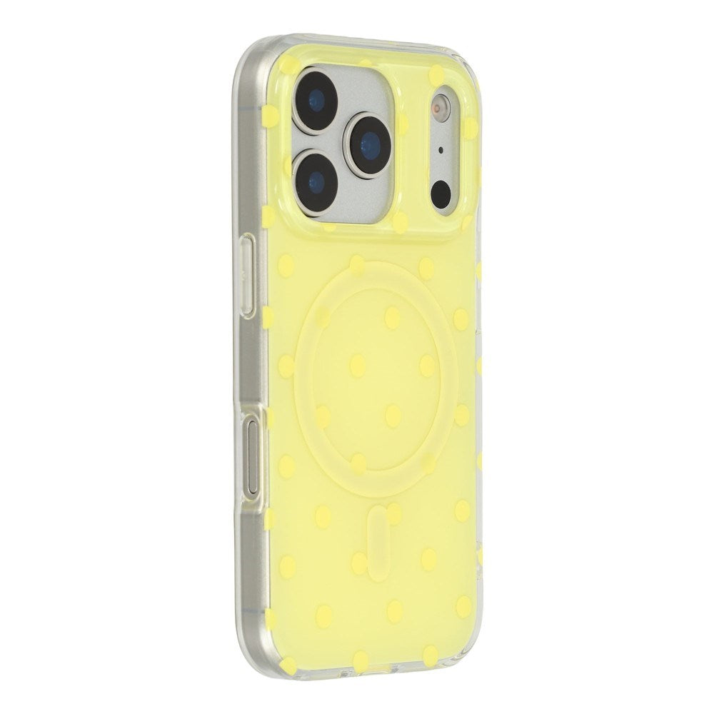 EIDERWOOD iPhone 17 Pro Hybrid Deksel med Polka Design - MagSafe Kompatibel - Gjennomsiktig / Gul