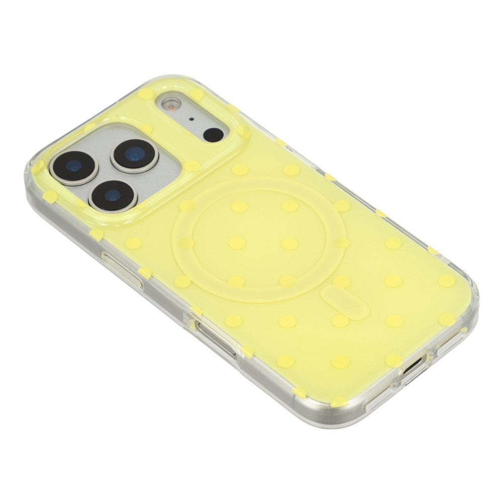 EIDERWOOD iPhone 17 Pro Hybrid Deksel med Polka Design - MagSafe Kompatibel - Gjennomsiktig / Gul