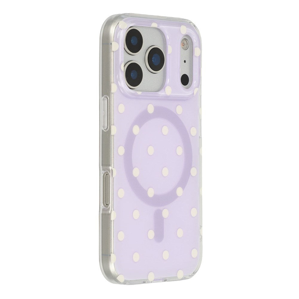 EIDERWOOD iPhone 17 Pro Hybrid Deksel med Polka Design - MagSafe Kompatibel - Gjennomsiktig / Lilla