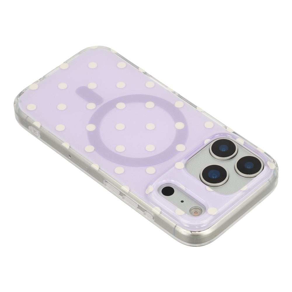 EIDERWOOD iPhone 17 Pro Hybrid Deksel med Polka Design - MagSafe Kompatibel - Gjennomsiktig / Lilla
