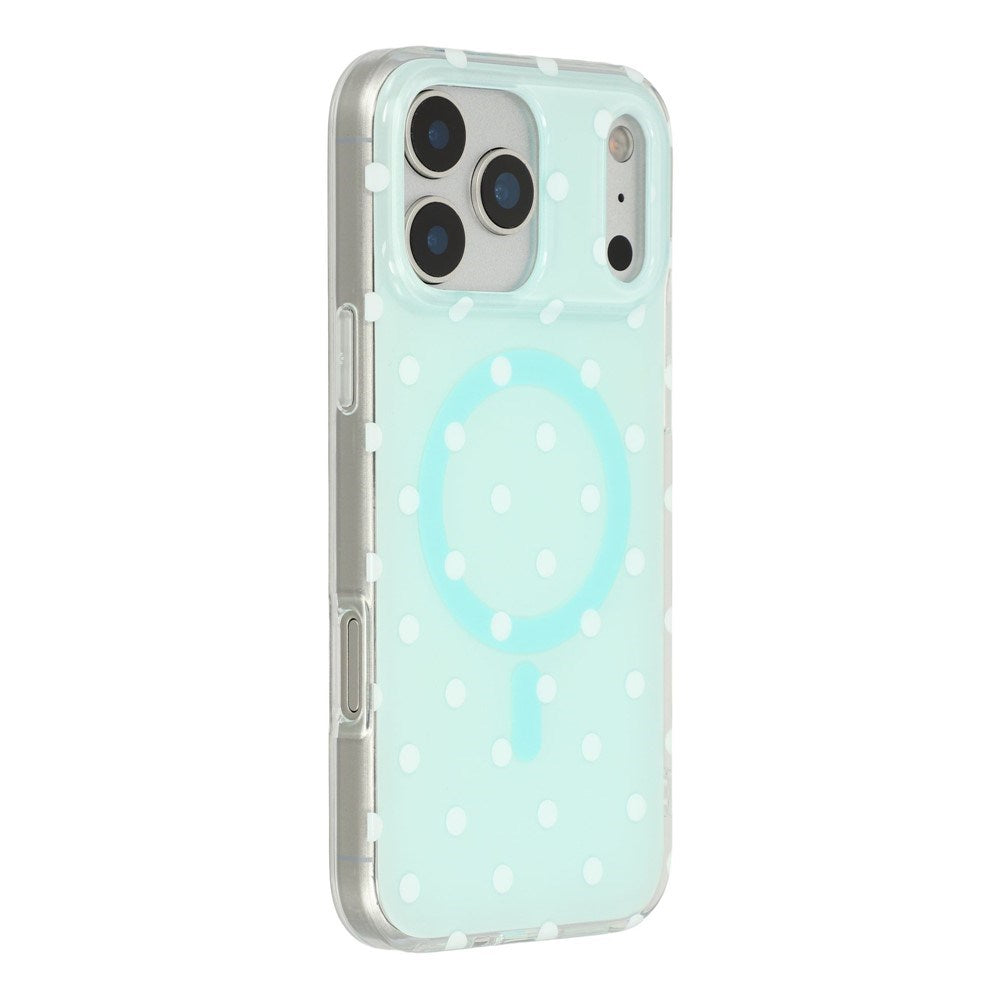 EIDERWOOD iPhone 17 Pro Max Hybrid Deksel med Polka Design - MagSafe Kompatibel - Gjennomsiktig / Turkis