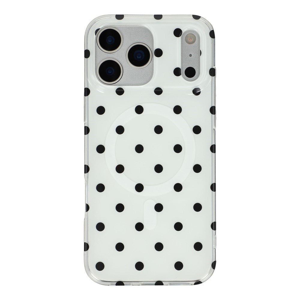 EIDERWOOD iPhone 17 Pro Max Hybrid Deksel med Polka Design - MagSafe Kompatibel - Gjennomsiktig / Svart