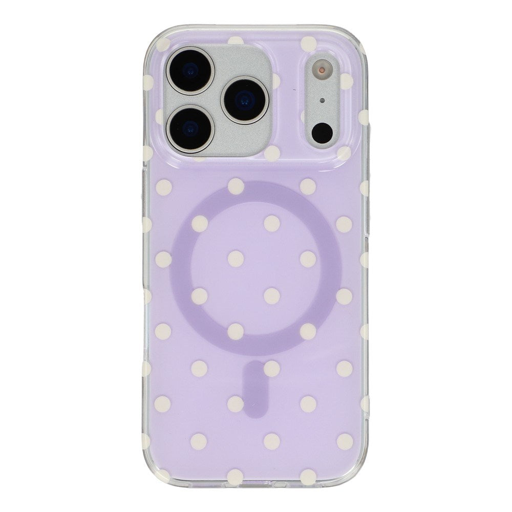 EIDERWOOD iPhone 17 Pro Max Hybrid Deksel med Polka Design - MagSafe Kompatibel - Gjennomsiktig / Lilla
