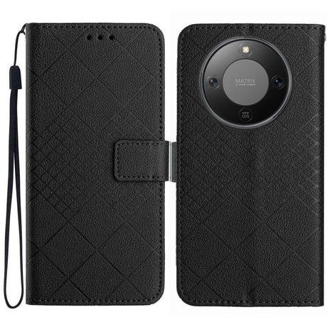 Honor Magic8 Lite EIDERWOOD Kunstskinn Flip Deksel m. Stropp – Svart