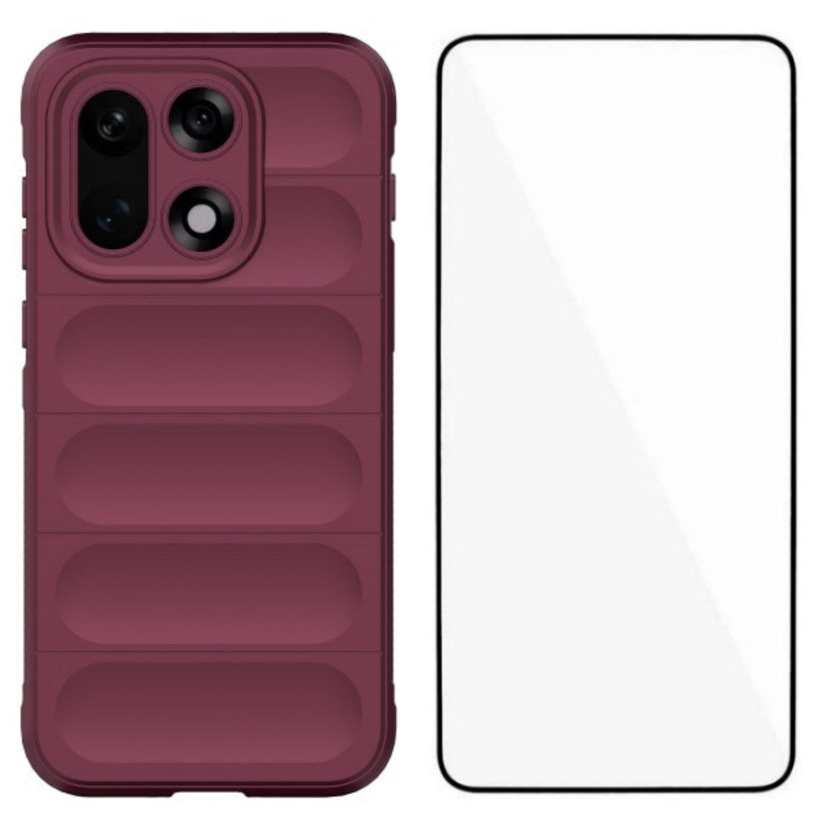 EIDERWOOD OnePlus 15 Håndverker Bakdeksel + Skjermbeskytter i Herdet Glass - Vinrød