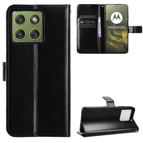 Motorola Edge 70 EIDERWOOD Kunstskinn Deksel med Stropp & Kortholder – Svart