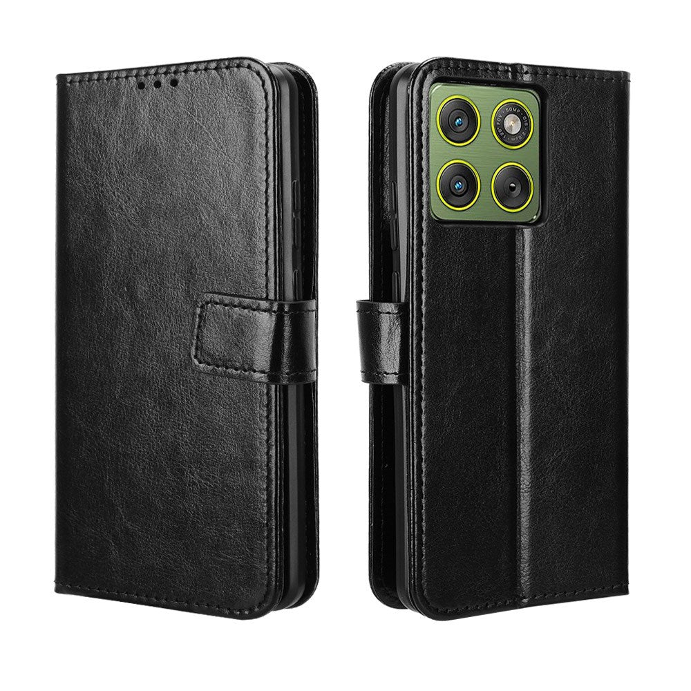 Motorola Edge 70 EIDERWOOD Kunstskinn Deksel med Stropp & Kortholder – Svart