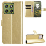 Motorola Edge 70 EIDERWOOD Kunstskinn Deksel med Stropp & Kortholder – Gull