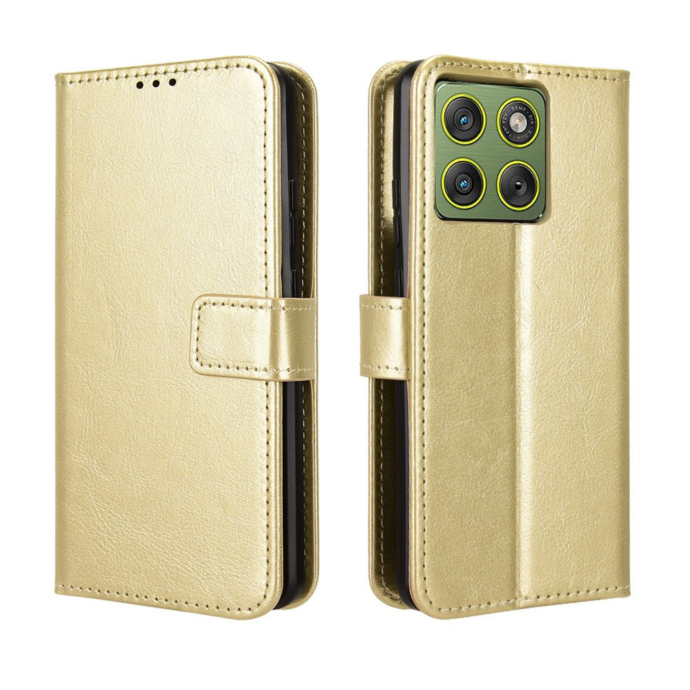 Motorola Edge 70 EIDERWOOD Kunstskinn Deksel med Stropp & Kortholder – Gull