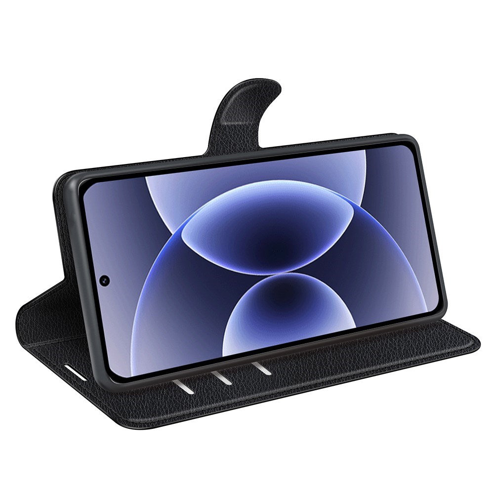 Xiaomi 17 EIDERWOOD Litchi Tekstur Kunstlær Flip Deksel m. Kortholder - Svart