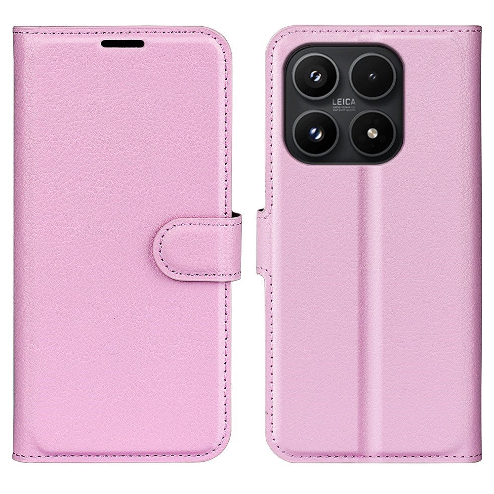Xiaomi 17 EIDERWOOD Litchi Tekstur Kunstlær Flip Deksel m. Kortholder - Rosa