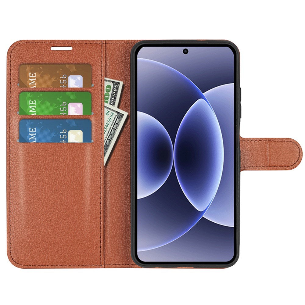Xiaomi 17 EIDERWOOD Litchi Tekstur Kunstlær Flip Deksel m. Kortholder - Brun