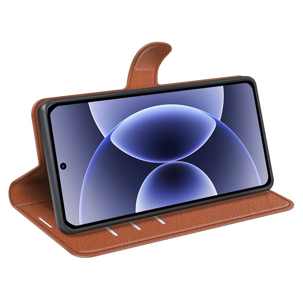 Xiaomi 17 EIDERWOOD Litchi Tekstur Kunstlær Flip Deksel m. Kortholder - Brun