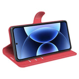 Xiaomi 17 Pro AMORUS Litchi Tekstur Kunstlær Flip Deksel m. Kortholder - Rød