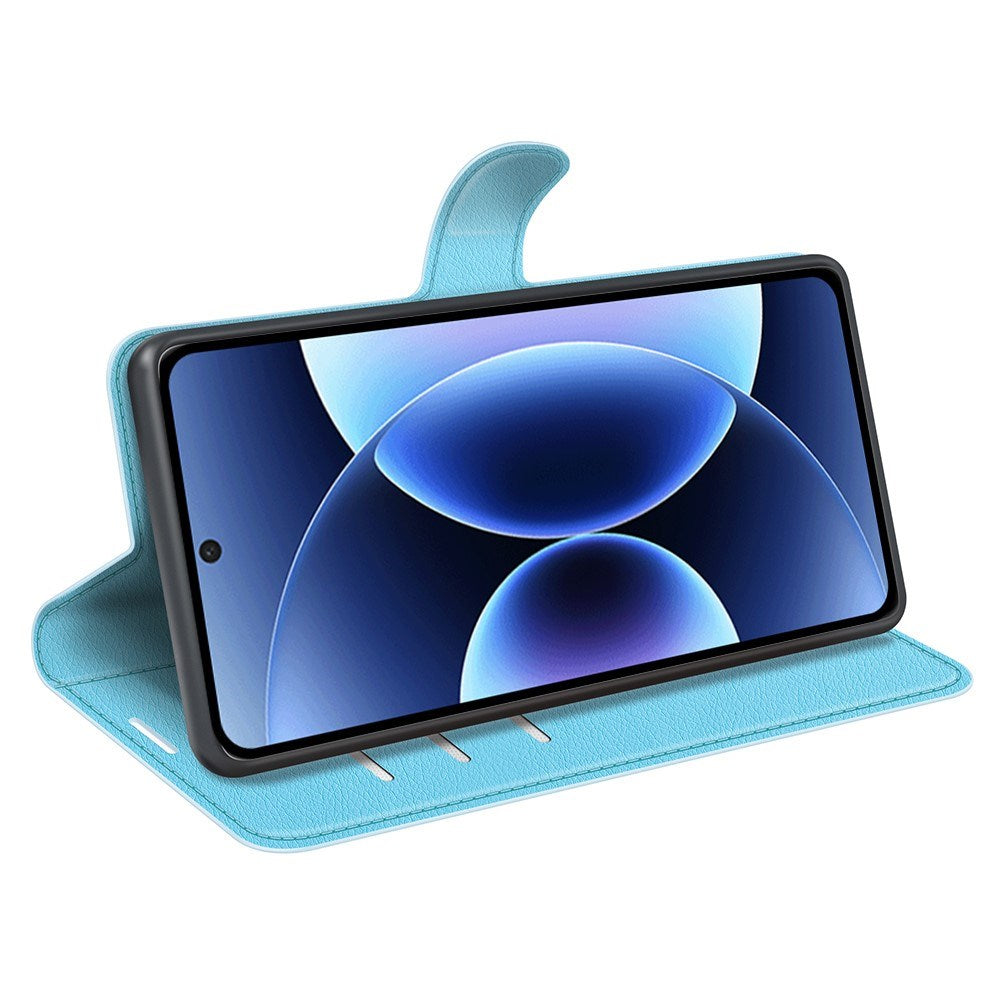 Xiaomi 17 Pro AMORUS Litchi Tekstur Kunstlær Flip Deksel m. Kortholder - Blå