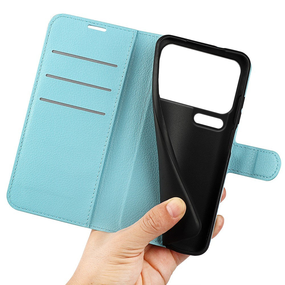 Xiaomi 17 Pro AMORUS Litchi Tekstur Kunstlær Flip Deksel m. Kortholder - Blå