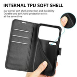 Xiaomi 17 Pro Max AMORUS Litchi Tekstur Kunstlær Flip Deksel m. Kortholder - Svart